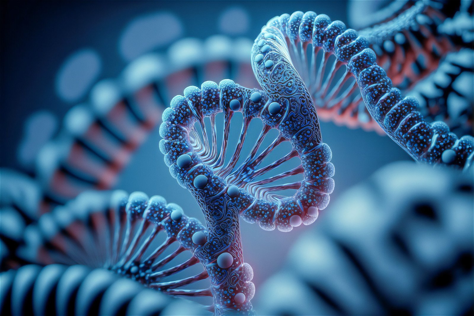 Human helix DNA structure concept in blue color